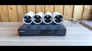 Комплект видеонаблюдения на 4 камеры EVKVO распаковка и подключение удаленного доступа.