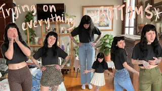 TRYING ON *EVERYTHING* IN MY CLOSET huge declutter (part two - bottoms)