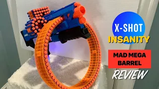 X-Shot Insanity MAD MEGA BARREL Full Review - With Firing Demo and FPS Test!  #nerfreview