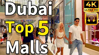 Dubai Top Five Malls 🇦🇪 Largest Shopping Centers! [ 4K ] walking Tour
