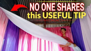Cover Your Ceiling Using Fabric | Simple Fabric Swagging for Birthday or Christening Decorations