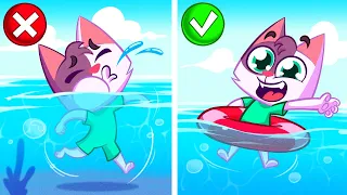 Swimming For The First Time! || Safety Rules In The Water || Kids Cartoon by Cleo & Theo