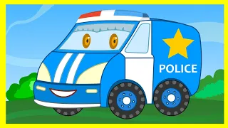 🚓 🚨 🎵 Une voiture de police – Chanson pour enfants-Dessin Animé Pour bébés avec les Voitures