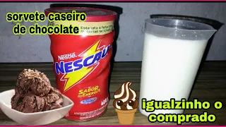 sorvete caseiro de chocolate econômico sem leite condensado e sem creme de leite | receitas simples