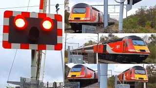 Trio of Class 43 High Speed Trains at Holme Lode Level Crossing, Cambridgeshire