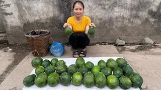 Harvesting Papaya goes to the market sell, daily life | Make a perch for green beans