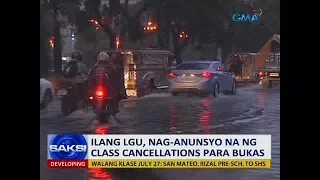 Saksi: Ilang LGU, nag-anunsyo na ng class cancellations para bukas