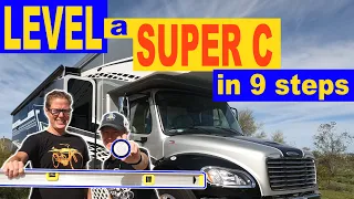 LEVELING 101 | How to Level a Super C RV on a Freightliner S2RV Chassis | Motorhome Leveling Class C