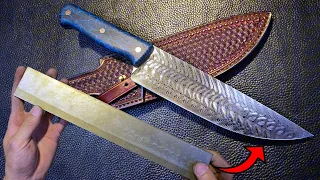 Crafting the SHARPEST Damascus Steel Kitchen Knife That Can Even Cut A Hair! | MetalCraftingMaster