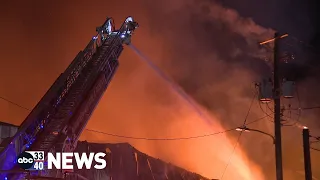 Raw Video: Fire destroys recycling center in Birmingham