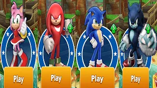 Sonic Dash - Movie Sonic vs Movie Knuckles vs Werehog vs Amy - All Characters Unlocked Walkthrough