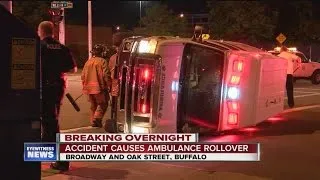 Ambulance turns over in Tuesday night crash