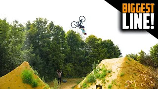 RIDING THIS INSANE DIRT JUMP LINE AND BACKFLIPPING THE BIGGEST ONE!!