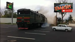 Crazy Trains Crossing Highway