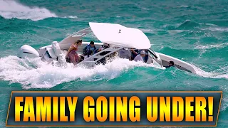 WARNING: FAMILY IN TROUBLE AT HAULOVER INLET ! | BOAT TAKES ON TOO MUCH WATER ! | WAVY BOATS