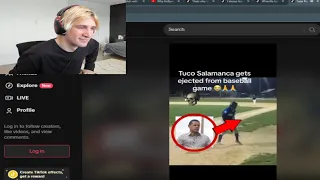 xQc Reacts to Tuco Salamanca Getting Ejected from Baseball game