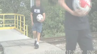 Shocking footage of children playing on the railway crossing at Jamaica Road, Malvern