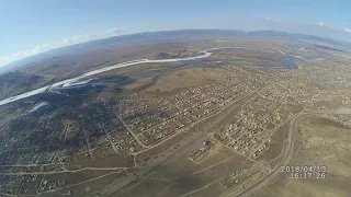 Paragliding in Ulan-Ude 13.04.2018, reverse (Большие уши, парашютирование, задний свал, запаска)