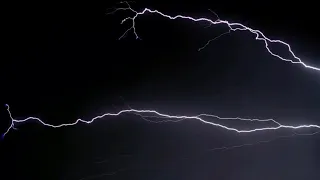 Heavy Thunderstorm And Lightning Strikes At Night