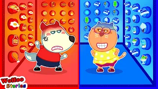 Kat Plays Hot vs Cold 100 Mystery Buttons Challenge ⭐️ Funny Cartoon For Kids @KatFamilyChannel