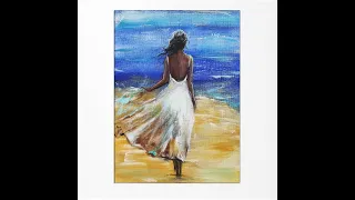 Woman on the Beach /Acrylic painting for beginners/ Step by Step MariArtHome