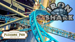 2020 Iron Shark Roller Coaster Front and Back On Ride HD POV Galveston Island Historic Pleasure Pier