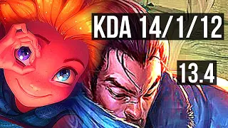 ZOE vs YASUO (MID) | 14/1/12, 1.2M mastery, 400+ games, Godlike | EUW Master | 13.4