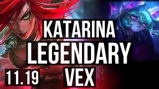 KATARINA vs VEX (MID) | Rank 5 Kata, 16/3/9, Legendary, 400+ games | KR Challenger | v11.19