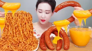 킬바사소세지 까르보 불닭볶음면 체다치즈 킬잇 먹방!! 🔥 FIRE NOODLES  KIELBASA SAUSAGE EATING SOUND MUKBANG トンクンソシジ ไส้กรอก