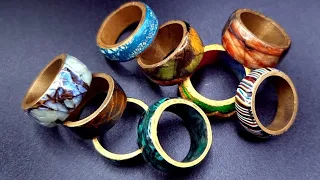 Easy Rings using any veneers in polymer clay: mokume gane, stone imitation, surface treatment!