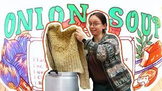 How to give Faded Clothing new Life with Onionskins (Overdyeing my Favorite Sweater)