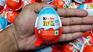 100 Yummy Glitter Kinder Joy Surprise Egg Toys Opening - A Lot Of Kinder Joy ASMR P-213