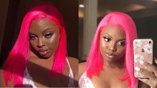 NEON PINK HAIR IN 10 MINUTES No mess, Water Color Method  Tinashe Hair