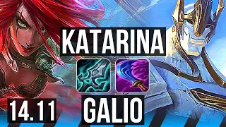 KATARINA vs GALIO (MID) | Penta, Rank 1 Kata, Legendary | KR Challenger | 14.11