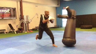 Marrese Crump training Capoeira Spin Kick (Meia Lua)