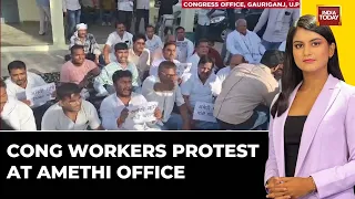 Cong Workers Protest At Amethi Office | Cong Cadre Demand Rahul Amethi Fight | Lok Sabha Elections