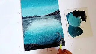 easy moon painting/easy acrylic painting tutorial for beginners-step by step