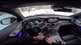 Mercedes-AMG C63 S  WINTER DRIFT POV DRIVE (LOUD POPS) I 4K