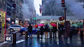 New York RAINY WALK on Fifth Avenue, Manhattan