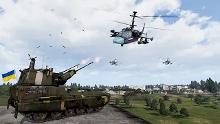 Russian Attack Helicopters Enemy Ukrainian Anti-air Tank Battle Scene - Arma 3