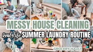 REAL LIFE ALL DAY MESSY HOUSE CLEAN WITH ME | QUICK CLEANING AND LAUNDRY | WEEKLY LAUNDRY ROUTINE