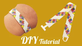 💐Daisy flower bracelet/Floral bracelet/Odd count/Impar peyote stitch/Easy jewelry making at home