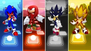 Sonic exe 🆚 Super Sonic exe 🆚 Knuckles Sonic 🆚 Dark Blue Sonic | Sonic Tiles Hop EDM Rush