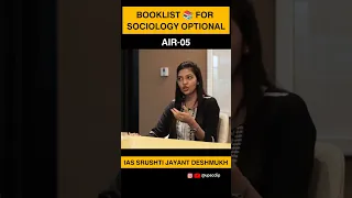 Booklist for Sociology Optional - IAS Srushti Jayant Deshmukh | UPSC CSE Examination #shorts