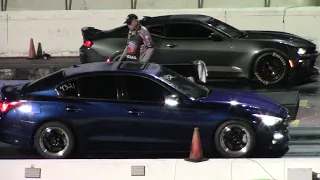 Infiniti Q50 vs Camaro SS & Charger Scatpack 1/4 Mile