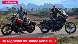 👀 Dos "custom" modernas | Harley Nightster vs Honda Rebel 1100 2022 / 4K / Comparativa / motos.net