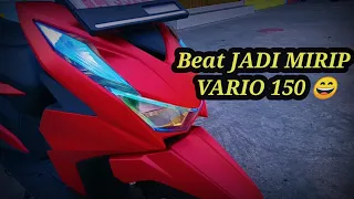 Pemasangan stiker merah doff crome satin Honda beat Deluxe !! merah nya Vario 150....