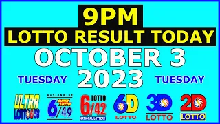 9pm Lotto Result Today October 3 2023 (Tuesday)