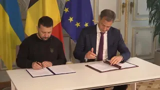 Ukraine's President Zelenskyy signs a bilateral security agreement with Belgium