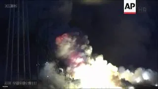 Dramatic footage of Antares rocket exploding shortly after take-off